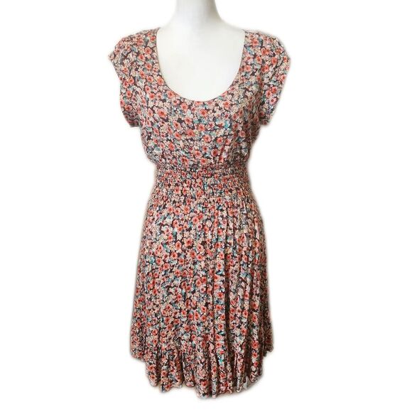 American Rag Scoop Neck Cap Sleeve Babydoll Swing Mini Dress, Floral, L - Picture 1 of 6
